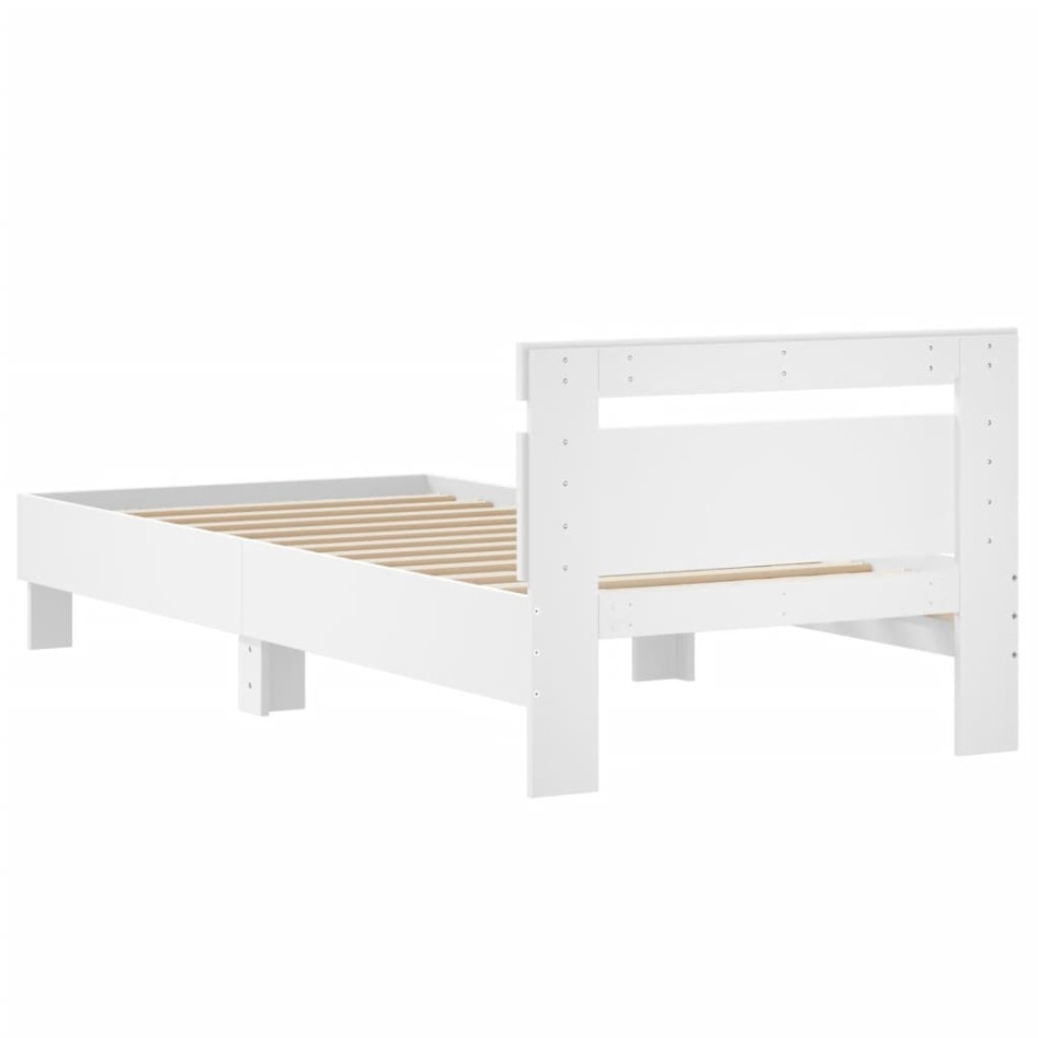 Cama con cabecero madera de ingeniería blanca 90x190