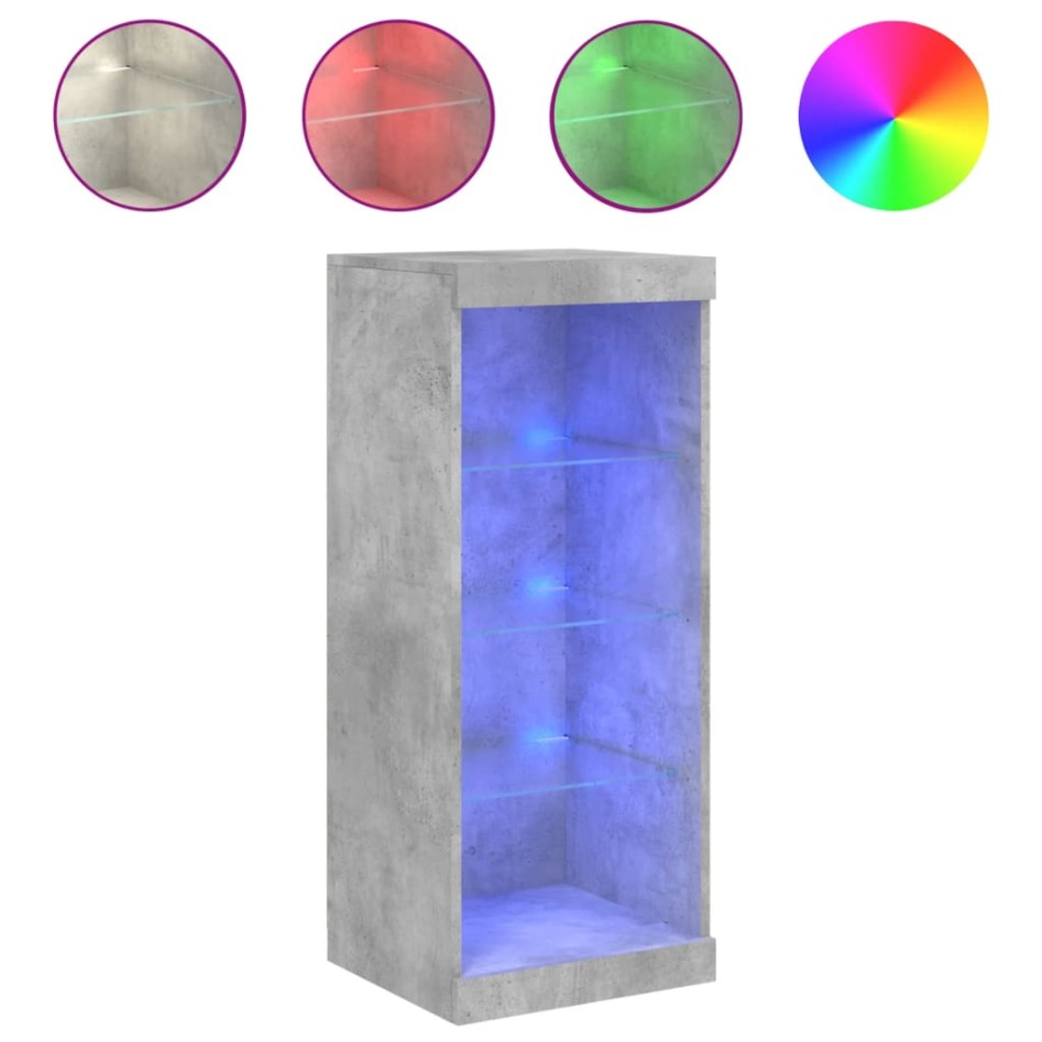 Aparador con luces LED gris hormigón 41x37x100