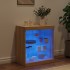 Aparador con luces LED roble Sonoma 60,5x37x67