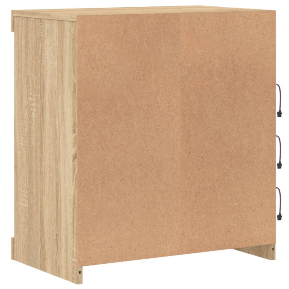 Aparador con luces LED roble Sonoma 60,5x37x67