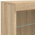 Aparador con luces LED roble Sonoma 60,5x37x67