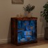 Aparador con luces LED roble ahumado 60,5x37x67