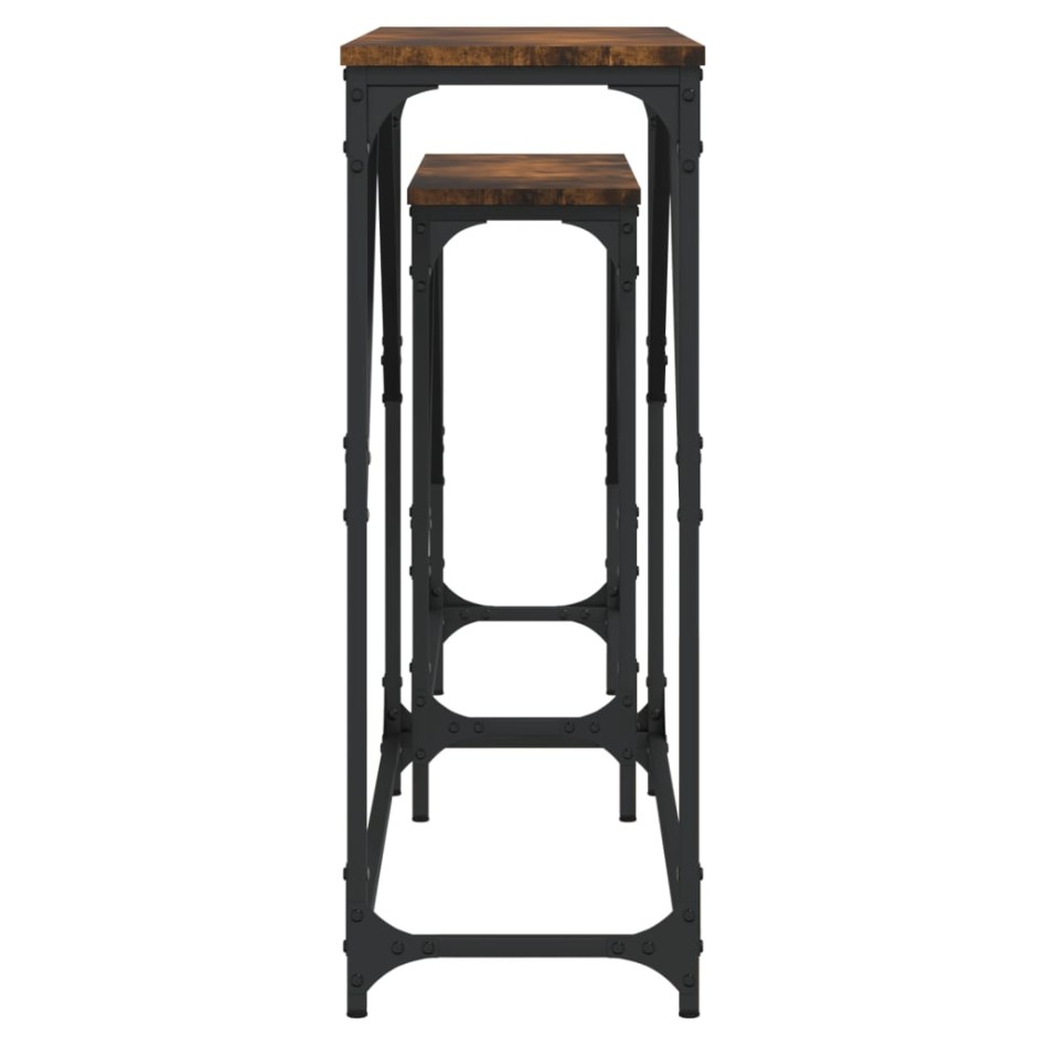 Mesas consola apilables 2 pzas madera ingeniería roble