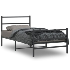 Estructura cama sin colchón con estribo metal negro 100x190