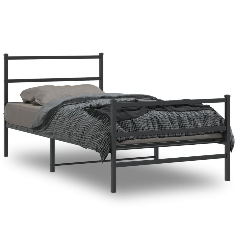 Estructura cama sin colchón con estribo metal negro 100x190