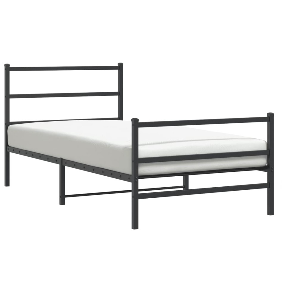 Estructura cama sin colchón con estribo metal negro 100x190