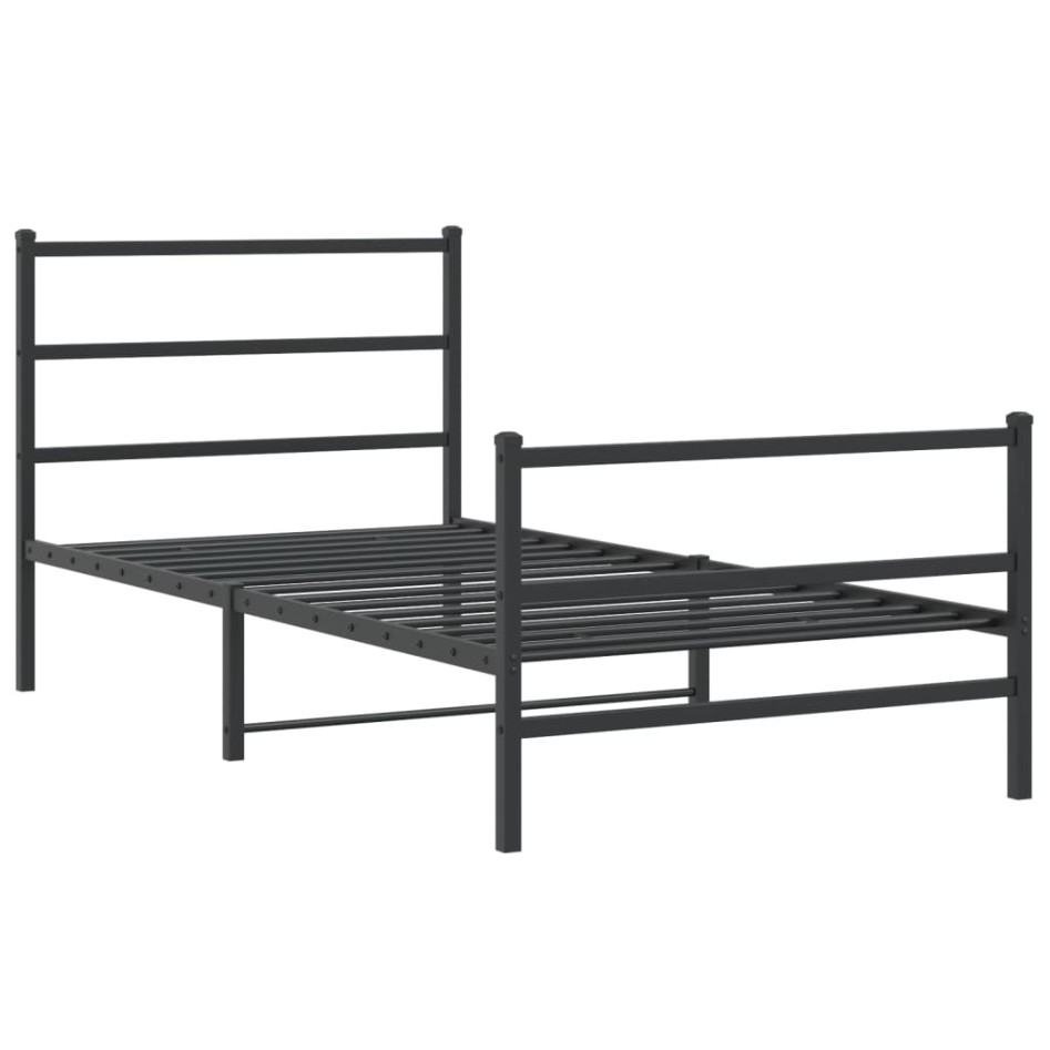 Estructura cama sin colchón con estribo metal negro 100x190