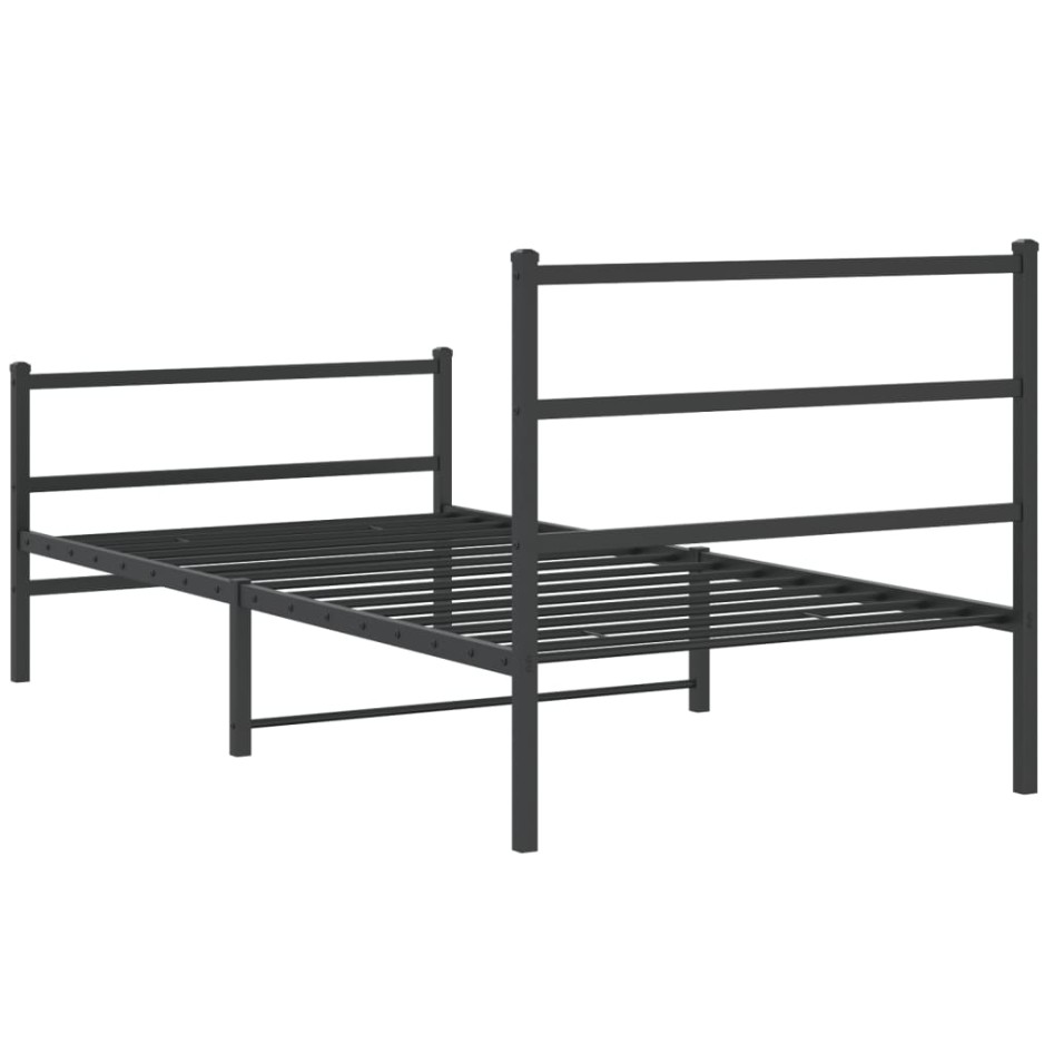 Estructura cama sin colchón con estribo metal negro 100x190