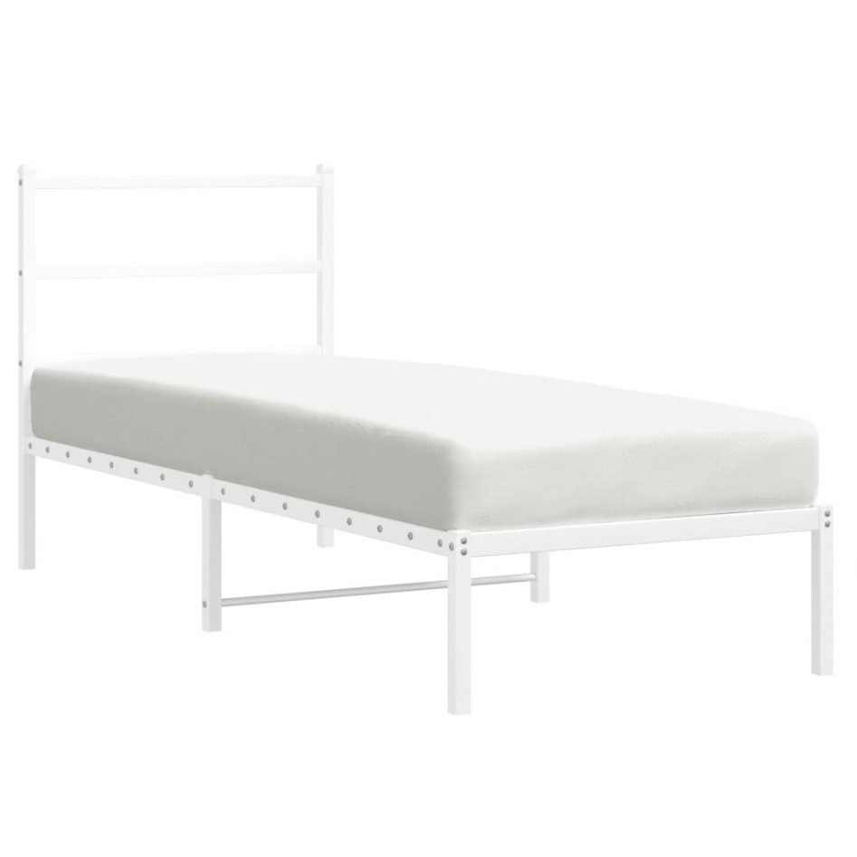 Estructura cama sin colchón con cabecero metal blanco 75x190