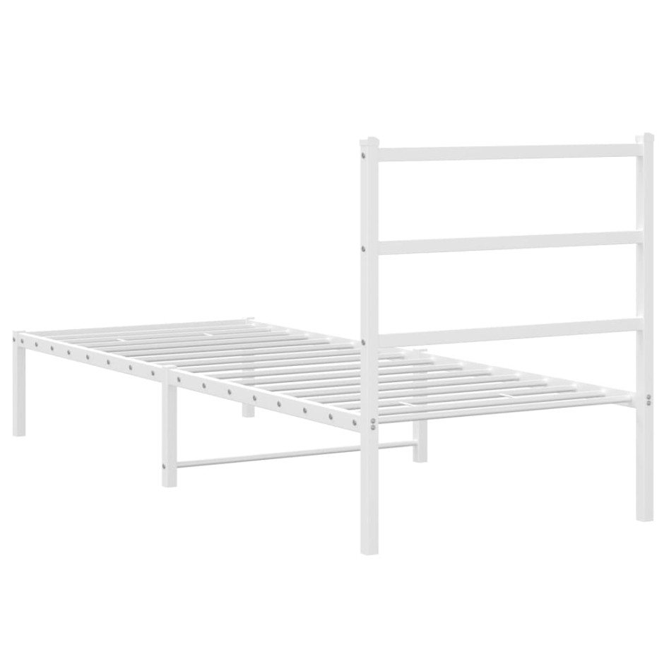 Estructura cama sin colchón con cabecero metal blanco 75x190