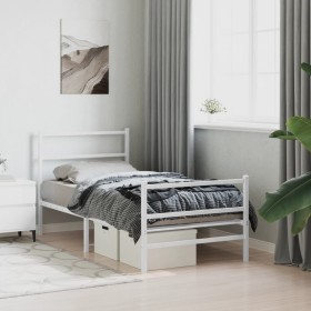 Estructura cama sin colchón con estribo metal blanco 90x200
