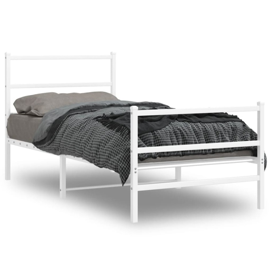Estructura cama sin colchón con estribo metal blanco 90x200