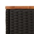Mesa auxiliar jardín tapa madera ratán PE negro 58x27,5x55