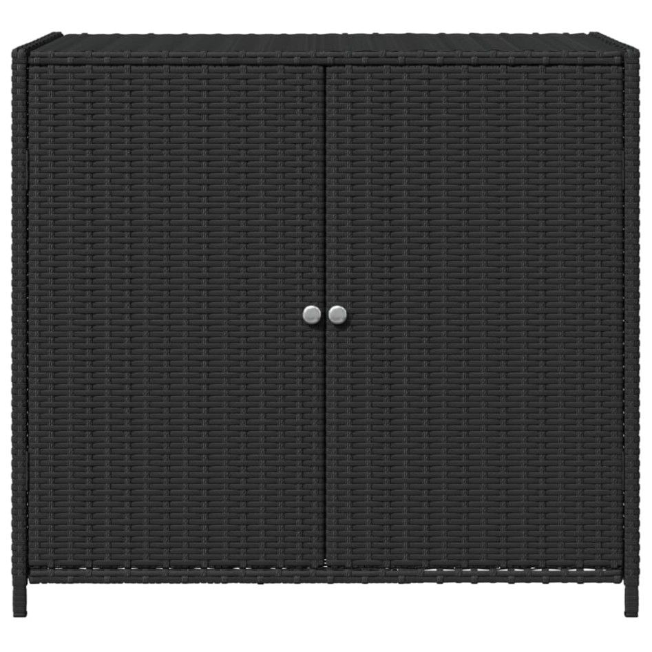 Armario de almacenaje de jardín ratán PE negro 83x45x76