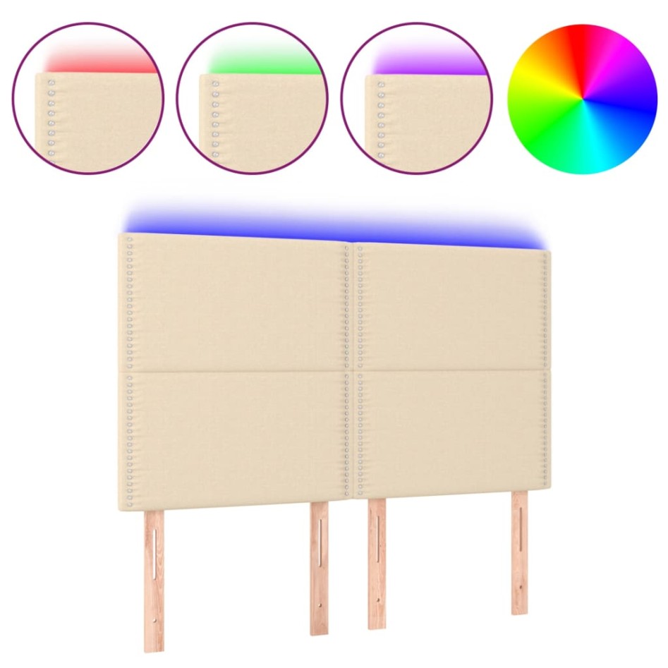 Cabecero con luces LED tela crema 144x5x118/128