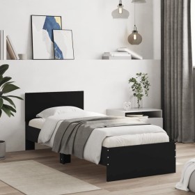 Estructura cama con cabecero madera ingeniería negro 90x200