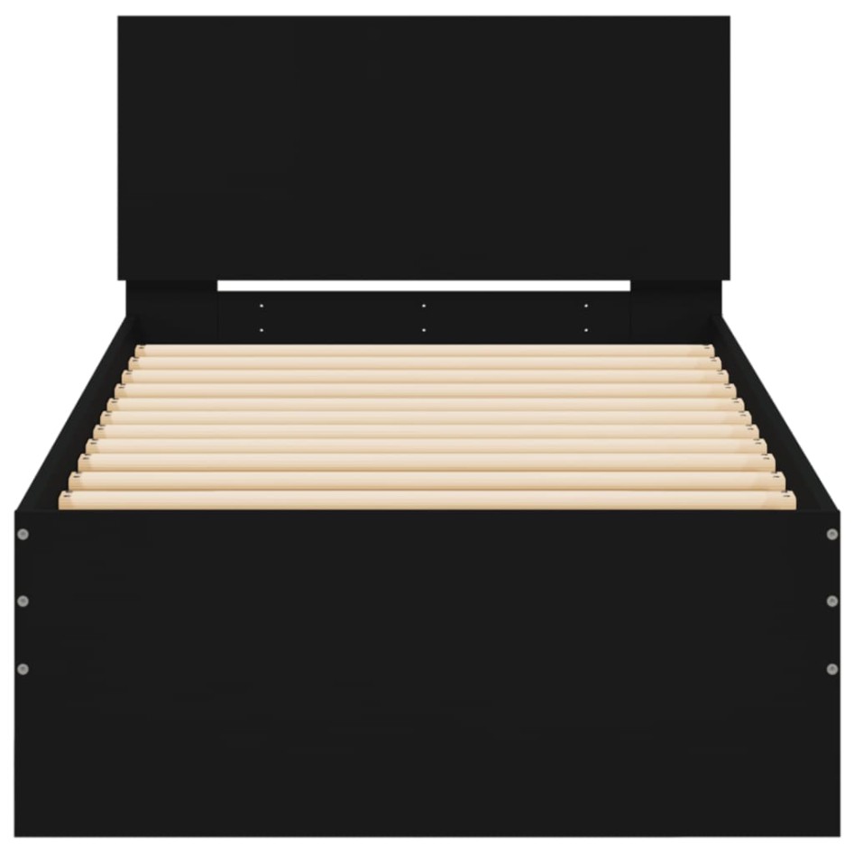 Estructura cama con cabecero madera ingeniería negro 90x200