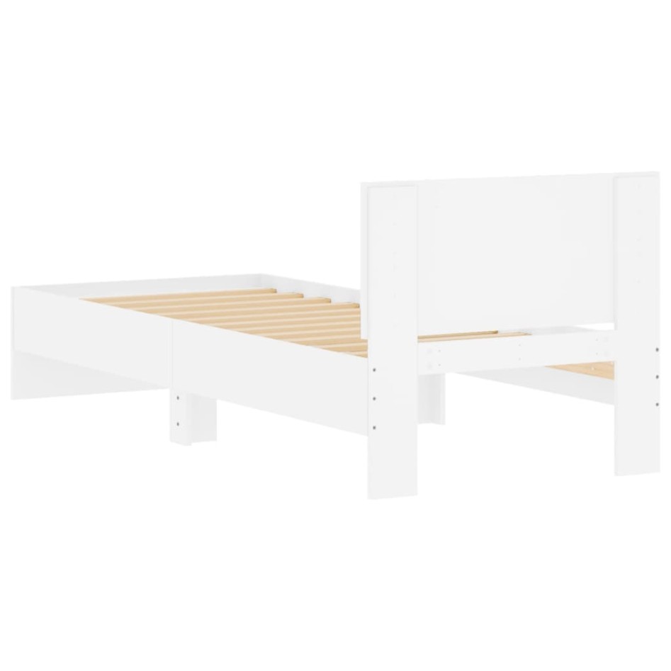 Estructura cama con cabecero madera ingeniería blanca 75x190