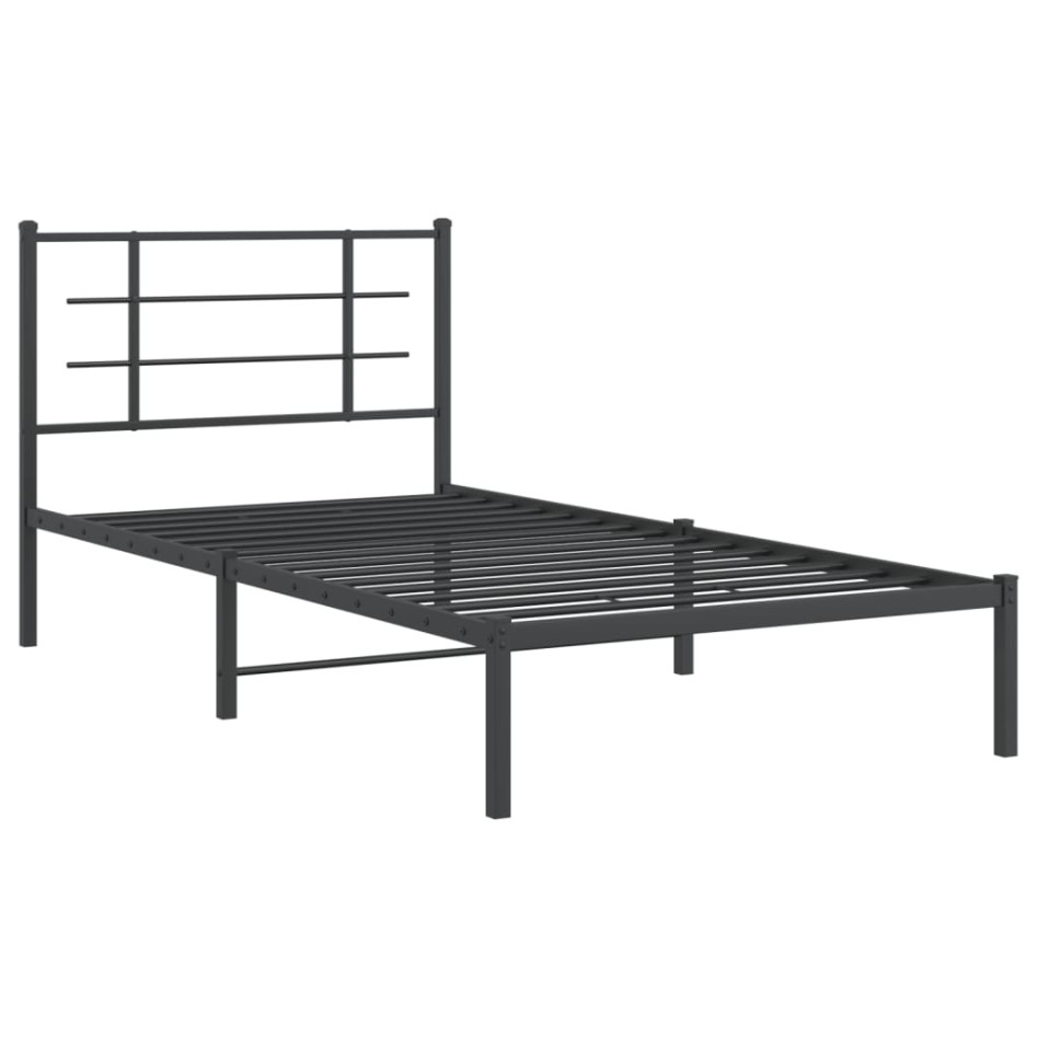 Estructura cama sin colchón con cabecero metal negro 107x203