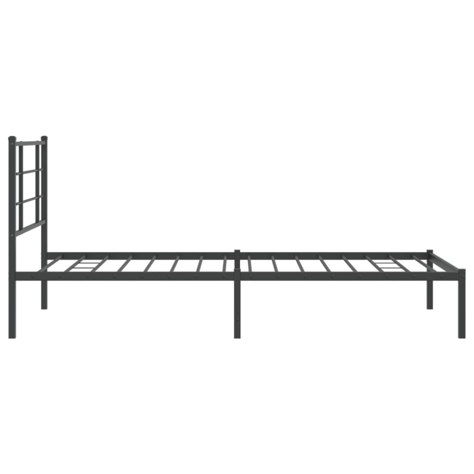 Estructura cama sin colchón con cabecero metal negro 107x203