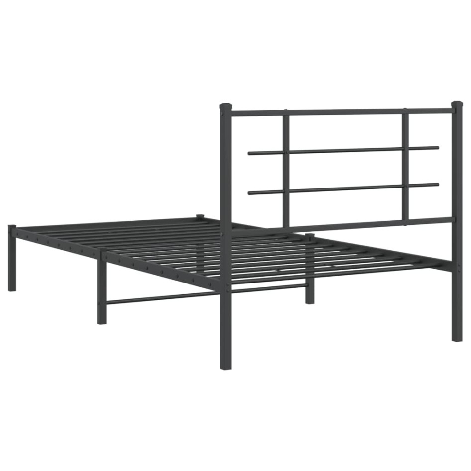 Estructura cama sin colchón con cabecero metal negro 107x203