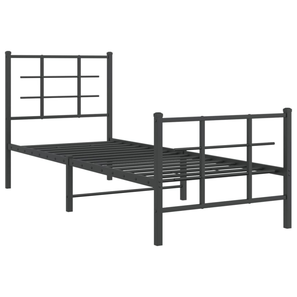 Estructura cama sin colchón con estribo metal negro 75x190