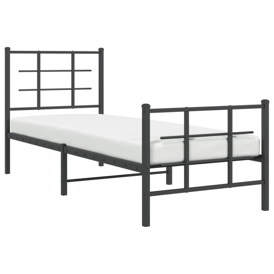 Estructura cama sin colchón con estribo metal negro 75x190