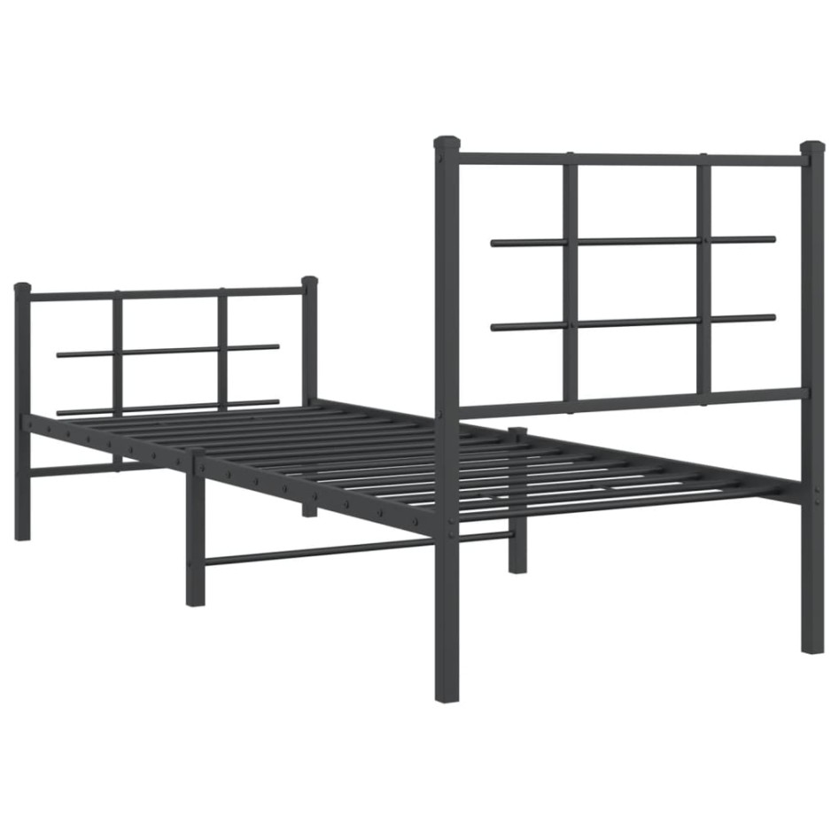 Estructura cama sin colchón con estribo metal negro 75x190
