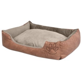 Cama para perro con cojín PU cuero artificial talla XL
