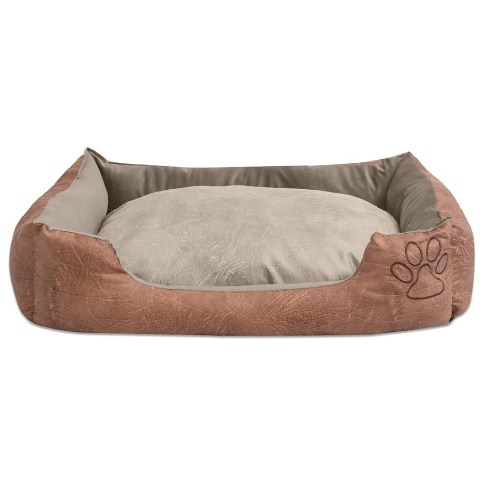 Cama para perro con cojín PU cuero artificial talla XL