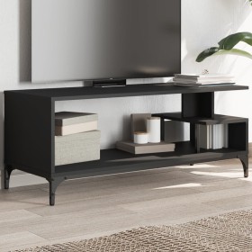 Mueble de TV madera de ingeniería y acero negro 102x40x41