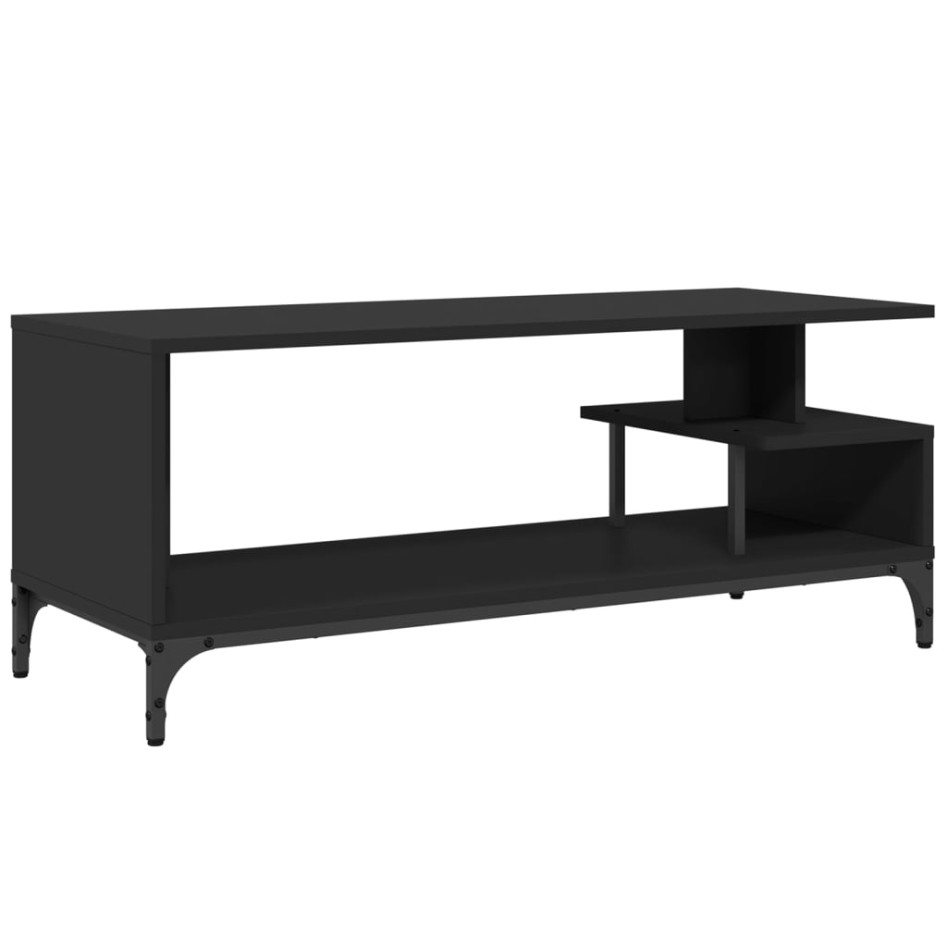 Mueble de TV madera de ingeniería y acero negro 102x40x41