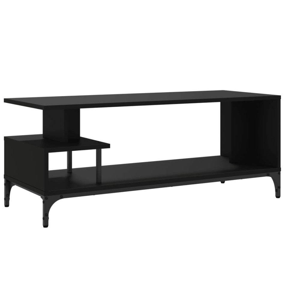 Mueble de TV madera de ingeniería y acero negro 102x40x41