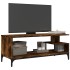 Mueble de TV madera de ingeniería y acero negro 102x40x41