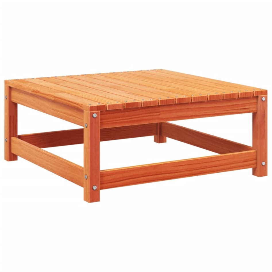 Taburete de jardín con cojín madera maciza de pino marrón