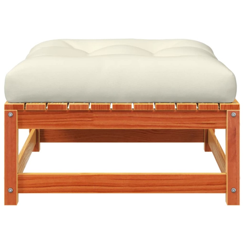 Taburete de jardín con cojín madera maciza de pino marrón