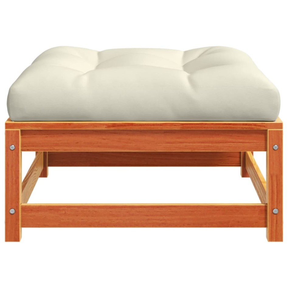 Taburete de jardín con cojín madera maciza de pino marrón