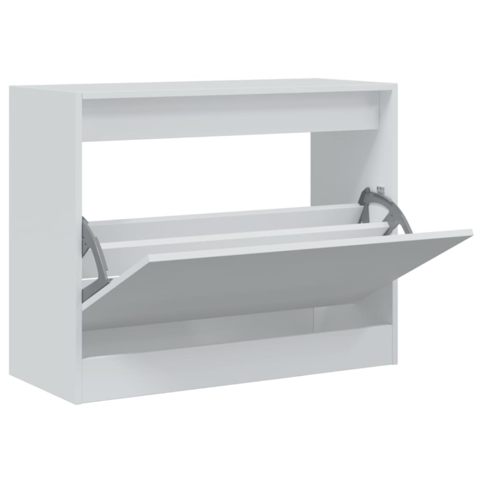 Zapatero de madera de ingeniería blanco 80x34x63