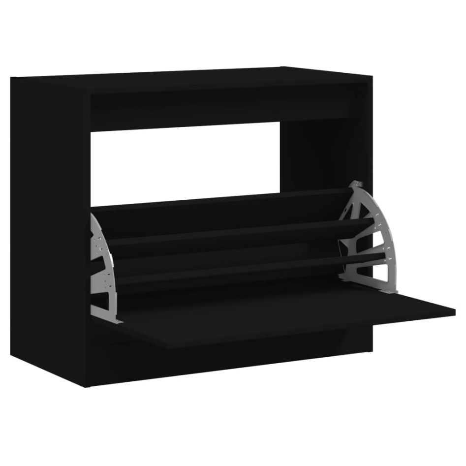 Zapatero de madera de ingeniería negro 80x42x69