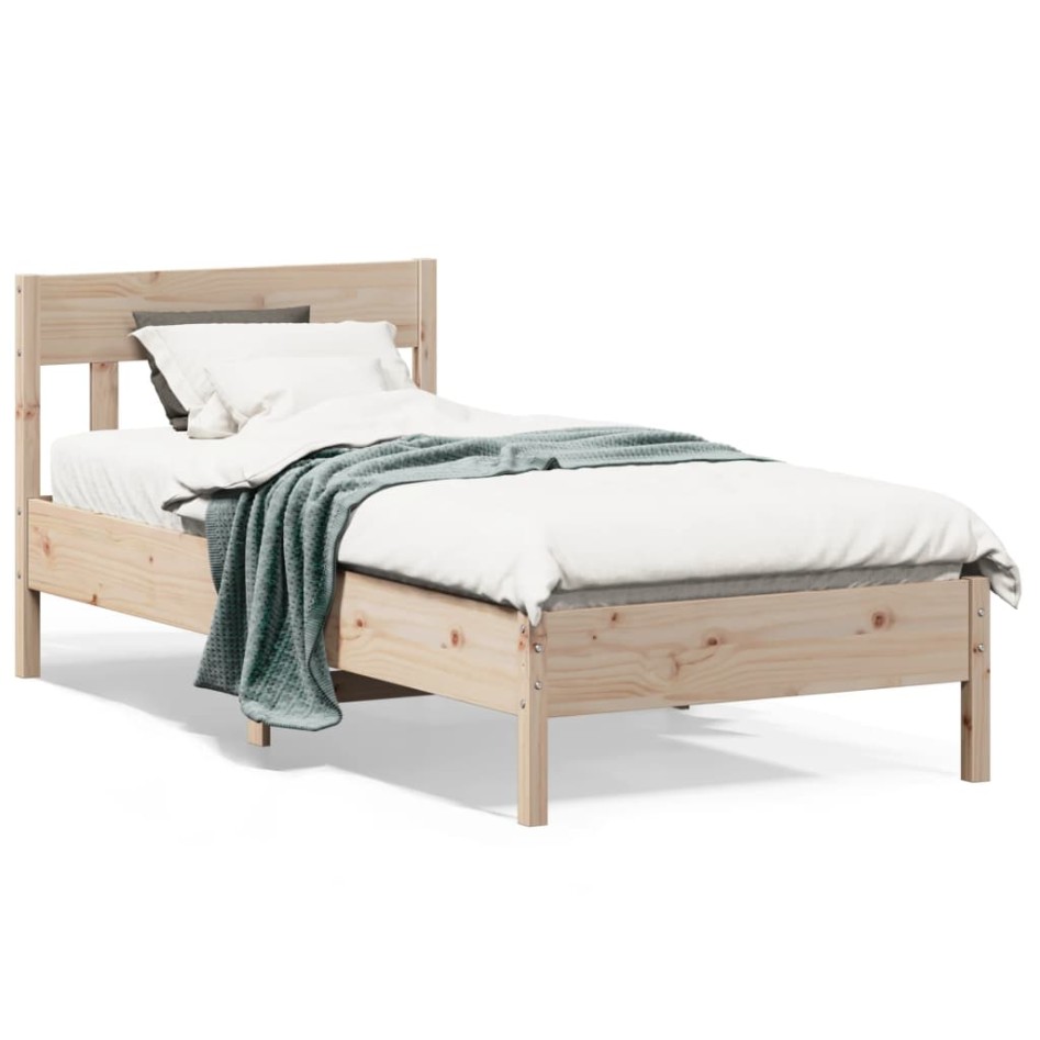 Estructura de cama sin colchón madera maciza pino 75x190