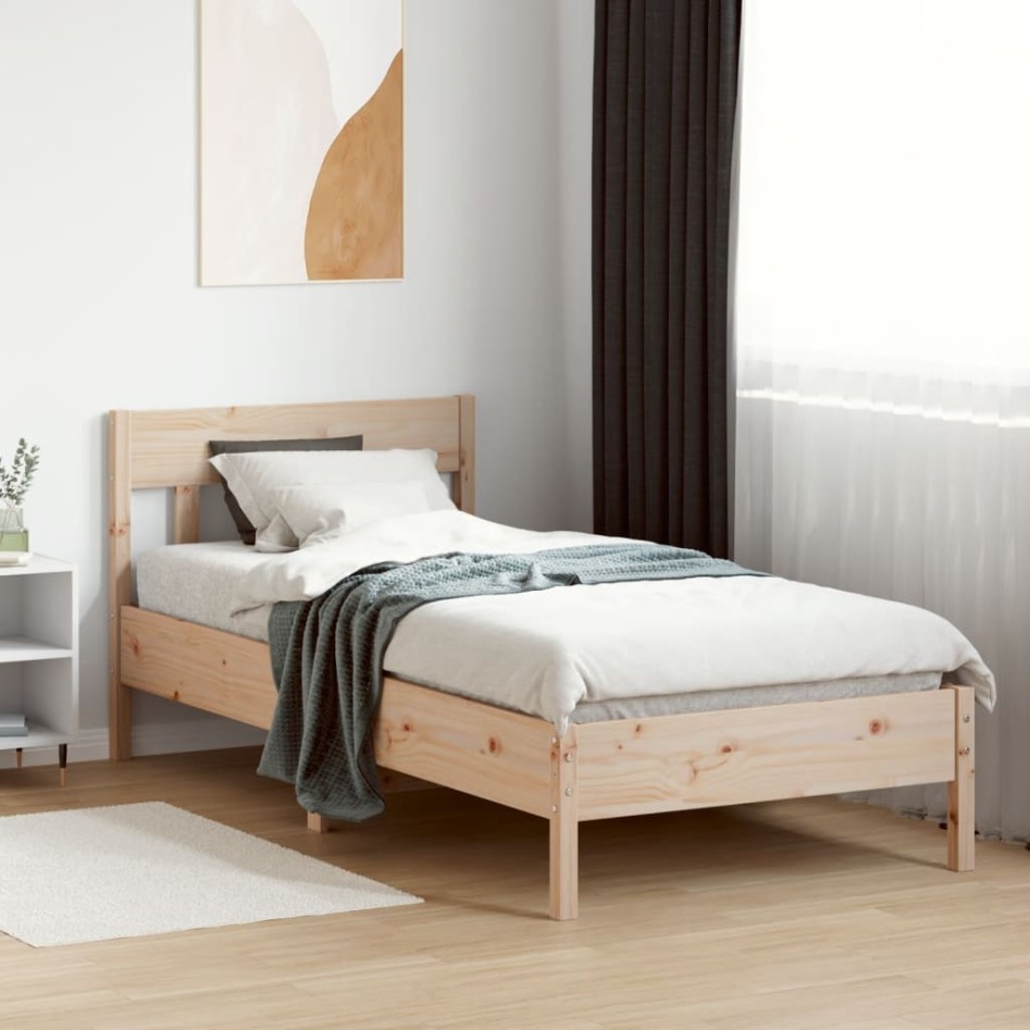 Estructura de cama sin colchón madera maciza pino 75x190