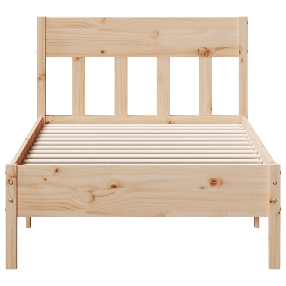 Estructura de cama sin colchón madera maciza pino 75x190