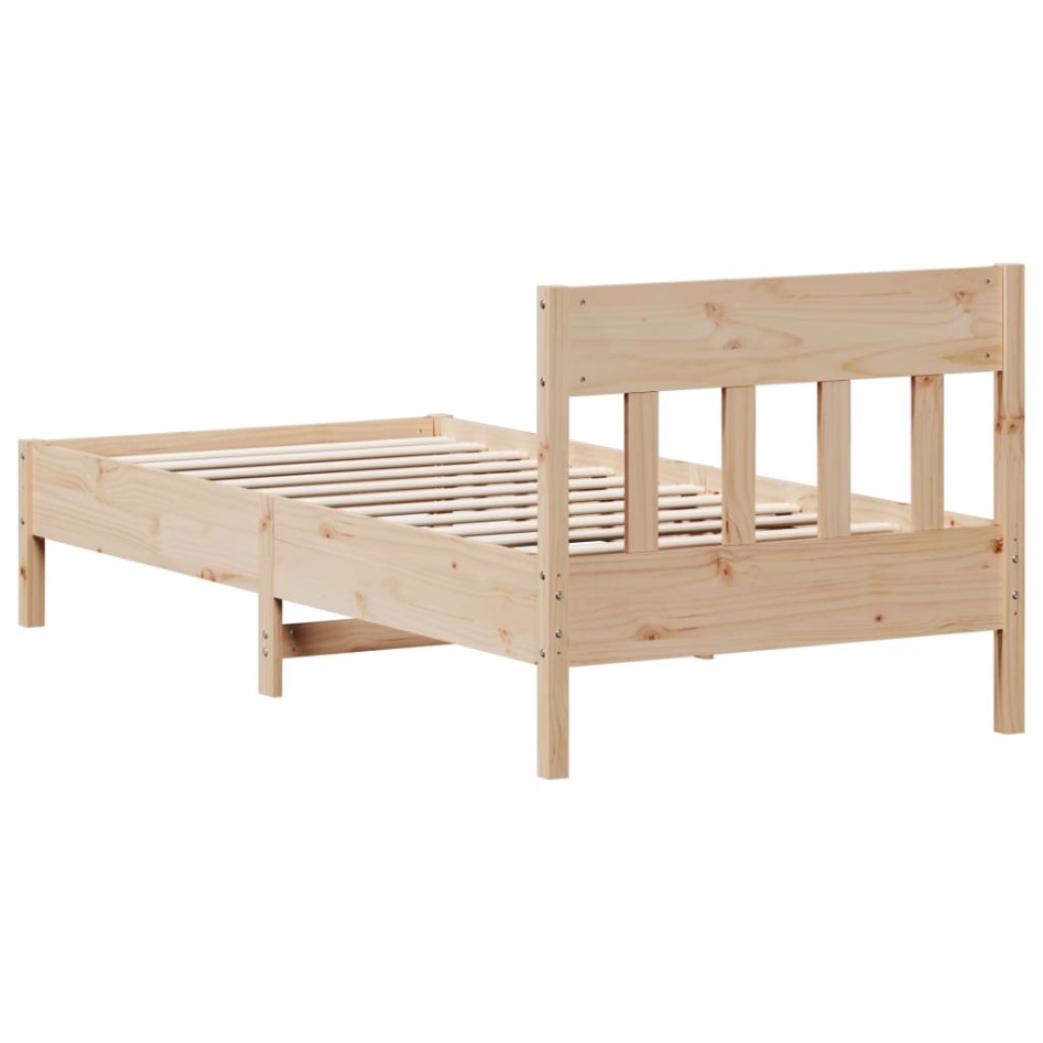 Estructura de cama sin colchón madera maciza pino 75x190