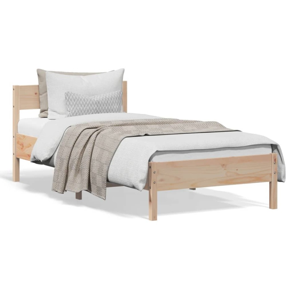 Estructura de cama sin colchón madera maciza de pino 90x200