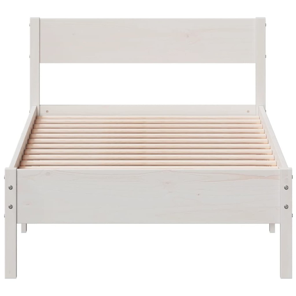 Estructura de cama sin colchón madera maciza blanca 75x190