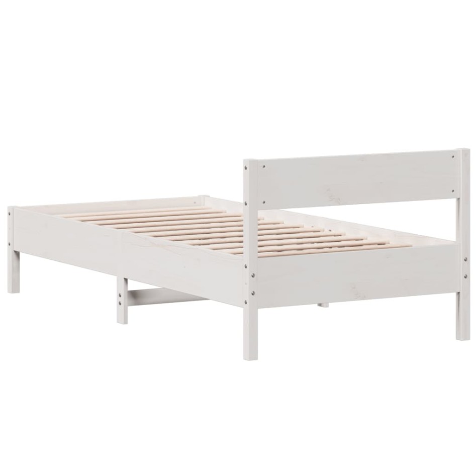 Estructura de cama sin colchón madera maciza blanca 75x190