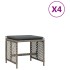 Taburetes de jardín con cojines 4 uds ratán PE gris 41x41x36