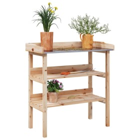 Mesa para plantas con estantes madera maciza abeto