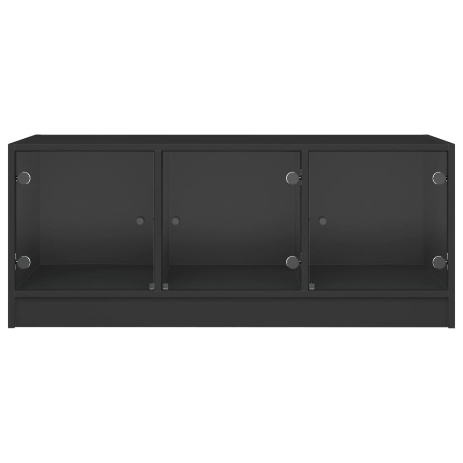 Mesa de centro con puertas de vidrio negra 102x50x42