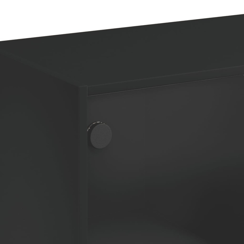 Mesa de centro con puertas de vidrio negra 102x50x42